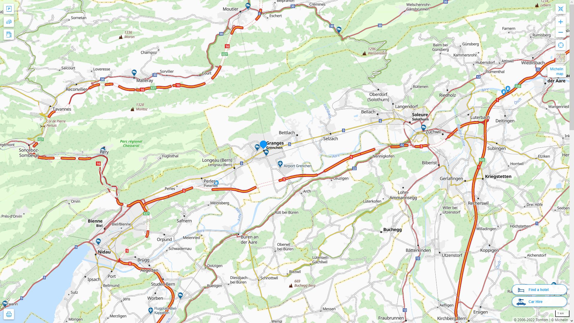Grenchen Suisse Autoroute et carte routiere